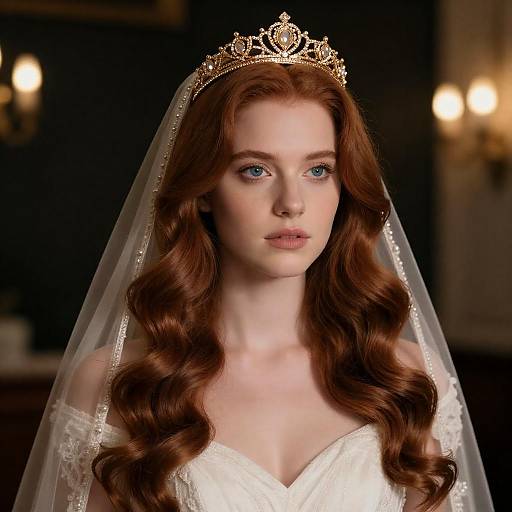 Auburn Bride with Gold Tiara