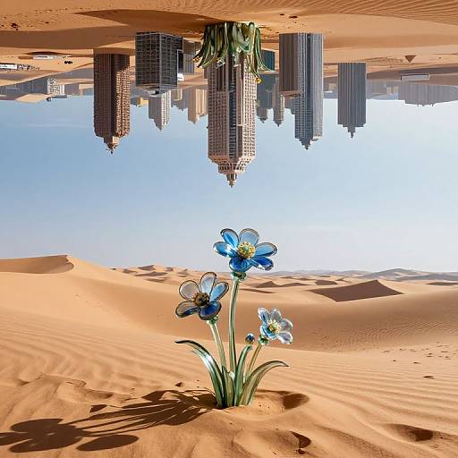 Glass Flower Desert Under Inverted Sky