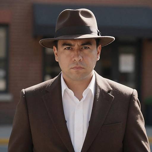 Serious Man in Brown Fedora and Suit