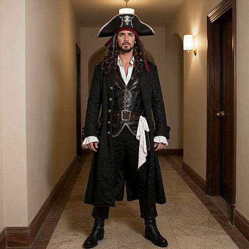 Elegant Pirate in Black Coat