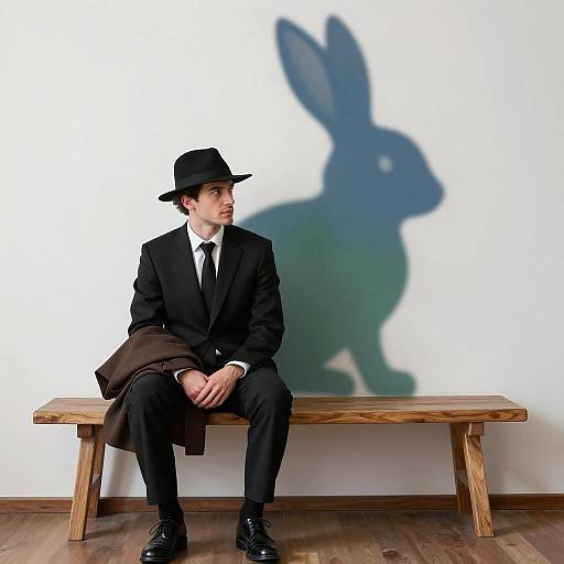 Mysterious Man with Rabbit Shadow