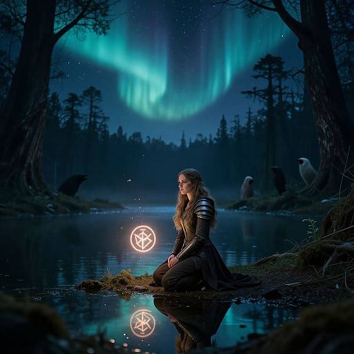 Moonlit Valkyrie in Enchanted Forest