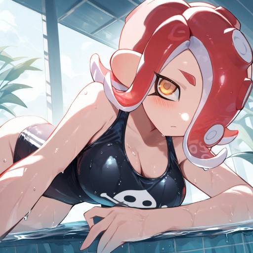 Stylish Octoling in Black Swimsuit