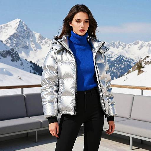 Modern Winter Sportswear on Snowy Mountain
