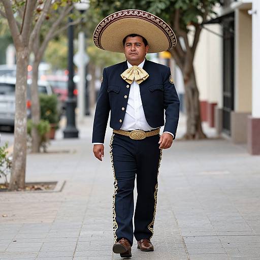 Man Wearing Mariachi Hat Costume