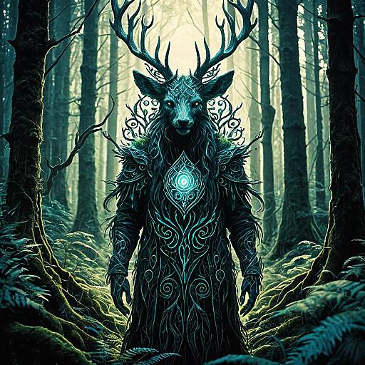 Enchanted Forest Spirit with Glowing Patterns
