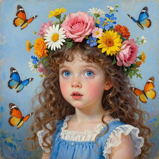 Surrealist Portrait of Girl with Flower Crown