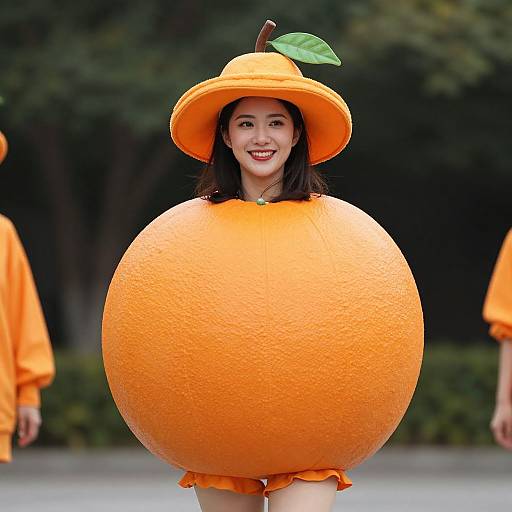 Woman in Orange Fruit Costume