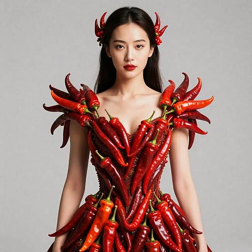 Surreal Chili Pepper Fashion Portrait