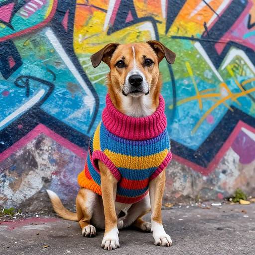 Colorful Dog Portrait with Graffiti