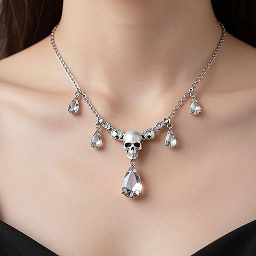 Skull and Crystal Teardrop Necklace