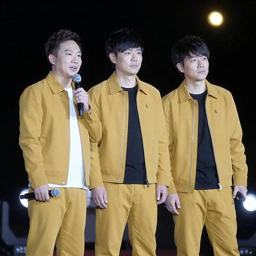 Trio in Yellow Jackets on Stage