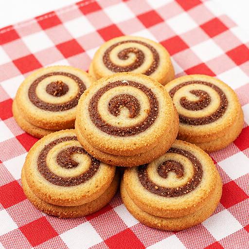 Rustic Swirl Cookies on Checkered Cloth