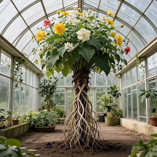 Surreal Gravity-Defying Blooming Plant