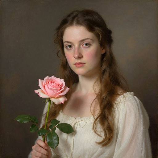 Woman Holding Rose by Mary Alacoque Waters