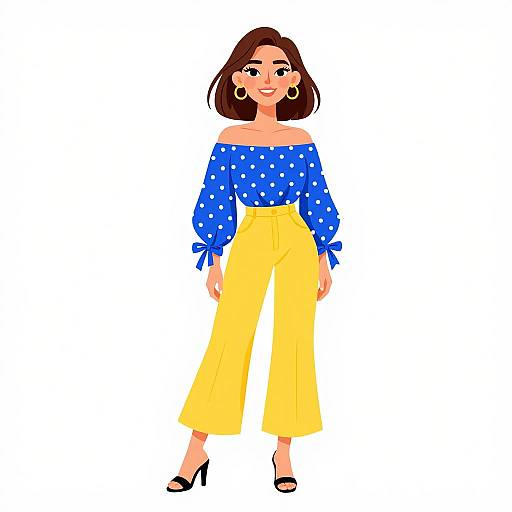 Playful Woman in Royal Blue and Yellow