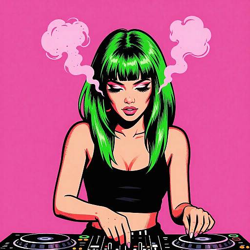 Vibrant Pop Art DJ Illustration