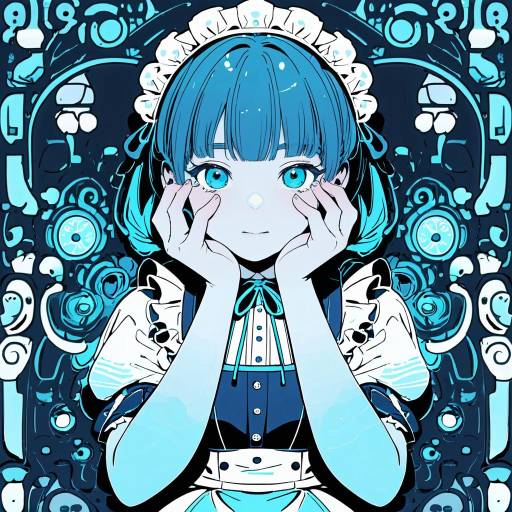 Playful Anime Maid in Ambient Light