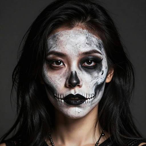 Woman with Skull Face Paint Portrait
