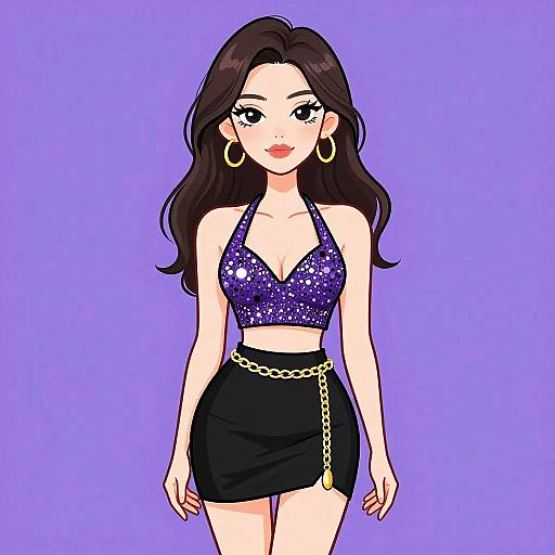 Stylish Woman in Sparkling Crop Top