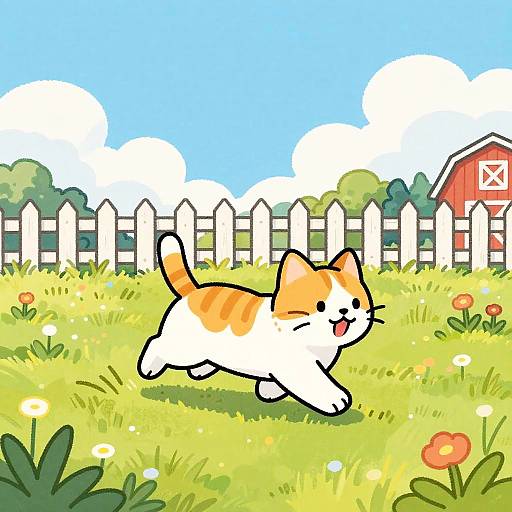 Playful Kitten Running Through Field