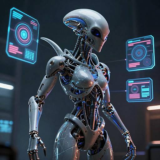 Biomechanical Alien AI with Holographic Interfaces
