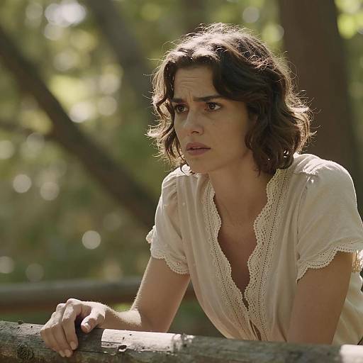 Sunlit Portrait of a Concerned Woman