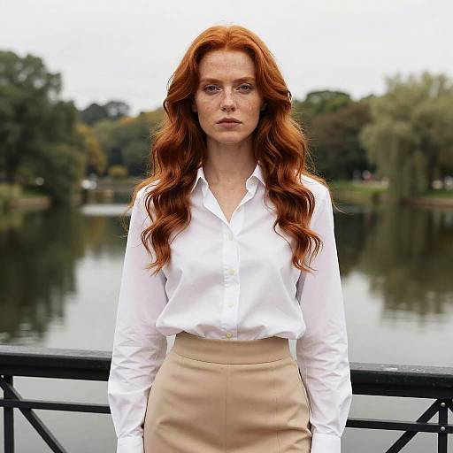 Red-Haired Woman on Iron Bridge