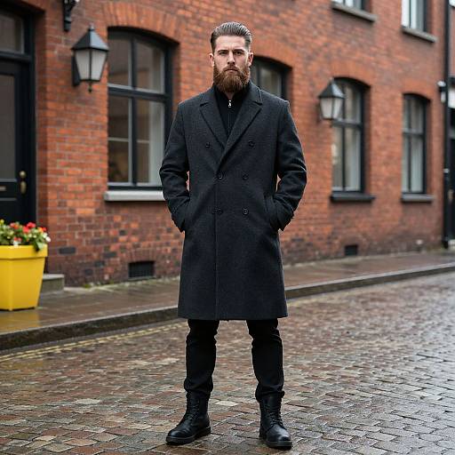 Bearded Man on Cobblestone Street