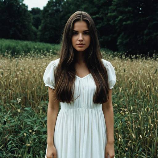 Woman in White Dress Standing in Field
