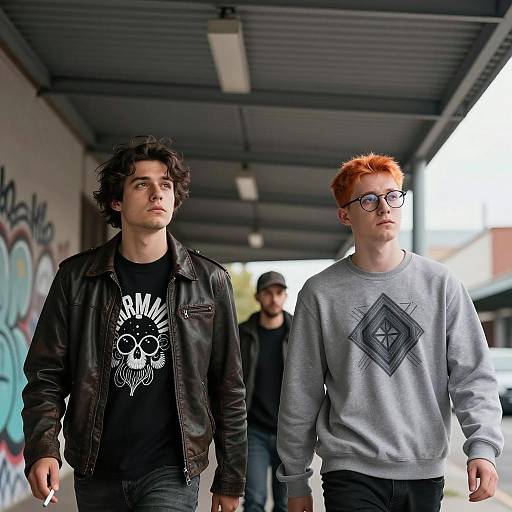 Urban Scene with Two Young Men