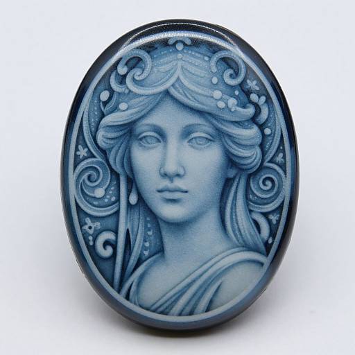 Art Nouveau Blue Glass Cabochon