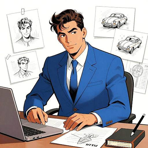 Retro Comic-Style Confident Man Illustration