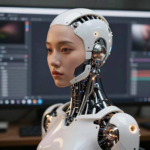 Photorealistic Cybernetic Artist Portrait