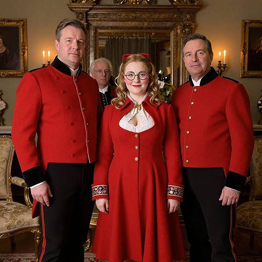 Renaissance British Red Coat Family Portrait