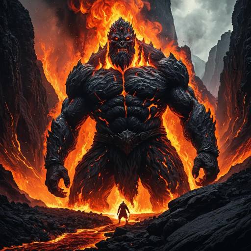 Dramatic Fire Giant in Lava Canyon