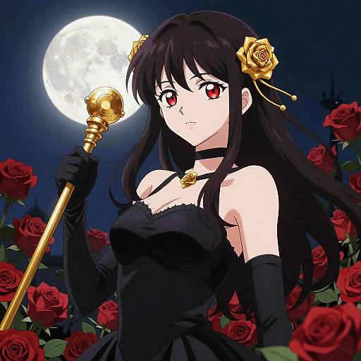 Moonlit Rose Sorceress Anime Portrait