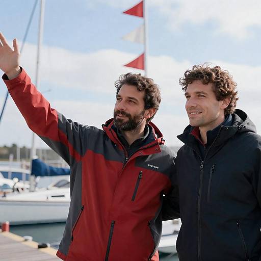 Two Men at a Sunny Marina