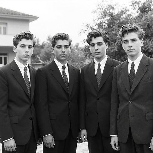 Vintage Black-and-White Group Portrait