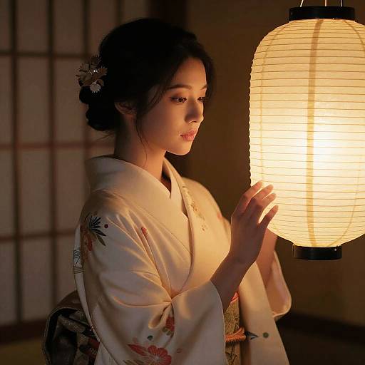 Cinematic Portrait of Woman in Kimono