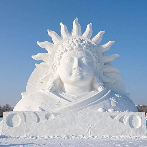 Colossal Sun-Faced Snow Deity Sculpture