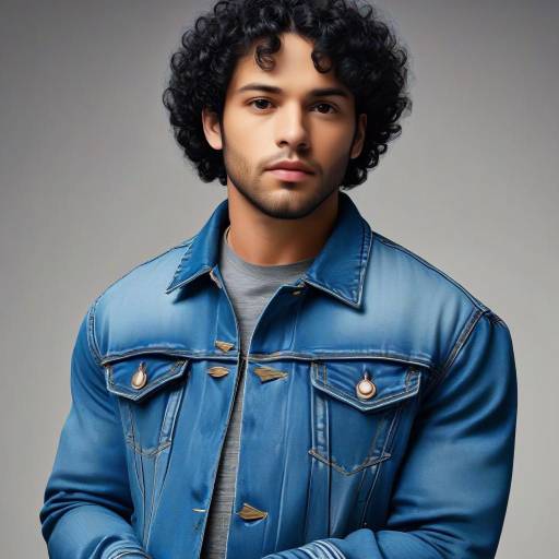 Stylish Man in Denim with Curly Hair