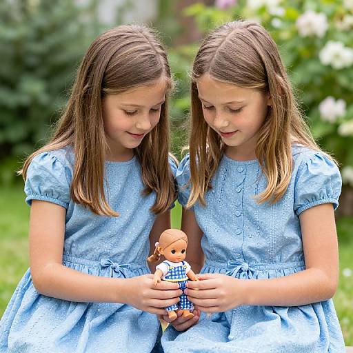 Sweet Girls Playing in Garden