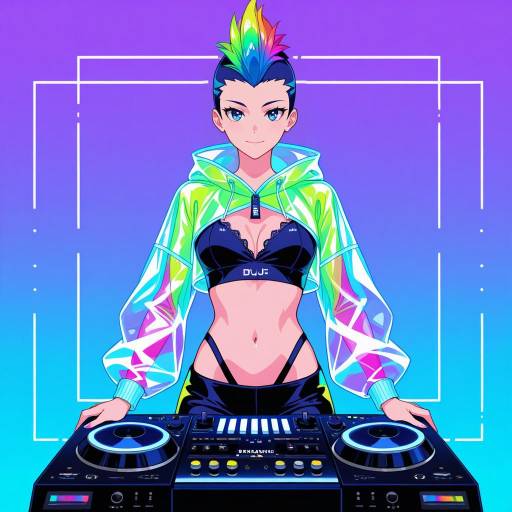 Vibrant Digital DJ Art with Colorful Flair