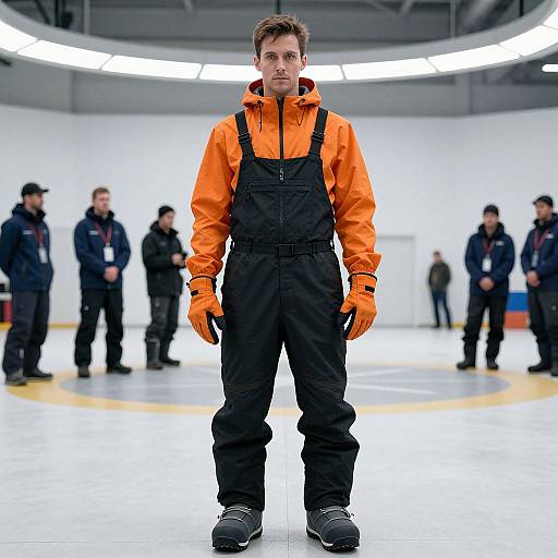 Man in Snowboarding Gear at Helipad