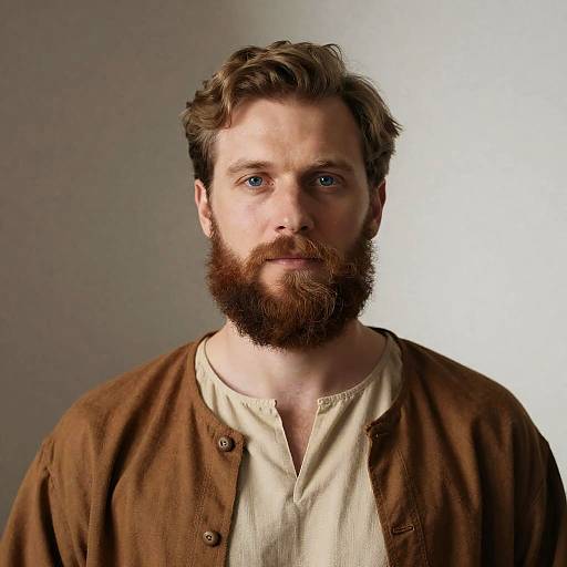 Neutral Expression Portrait of a Bearded Man