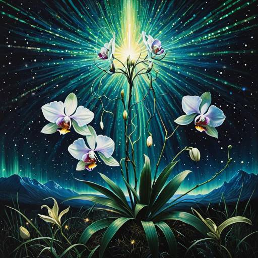 Cosmic Orchids with Glowing Energy Threads