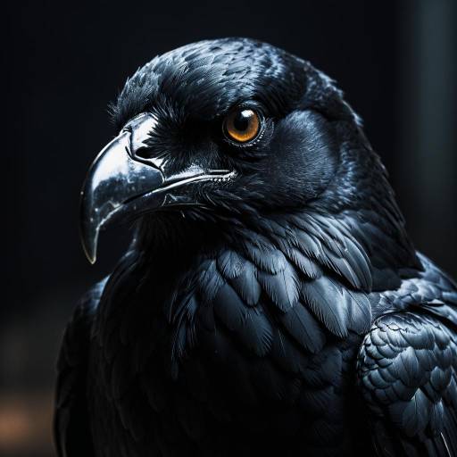 Cinematic Ebony Raven in Dark Setting Cinematic Ebony Raven in Dark Setting