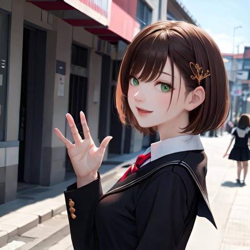Aesthetic Anime Girl in Street Scene