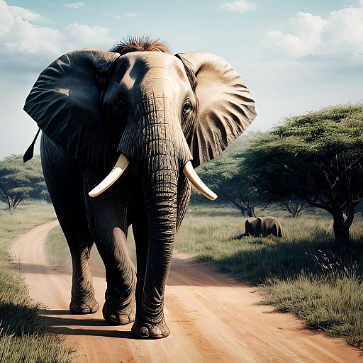 Majestic Elephant in Savanna Scene